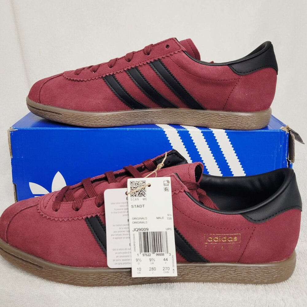 NWB- Adidas Originals STADT 'Burgundy' Casual Sneakers- Men- Size: 10 (JQ9009) - Picture 3 of 14